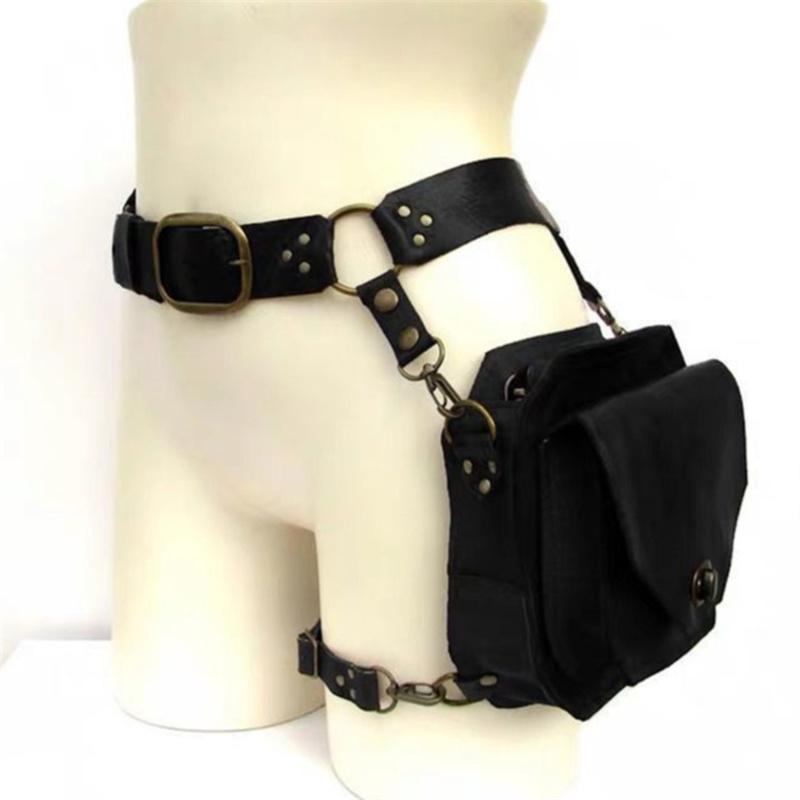 

Punk Retro PU Waist Bag Casual Small Square Hip Packs For women s Crossbody Cross Multi-function Outdoor Leg Phone Pouch NEW чёрный