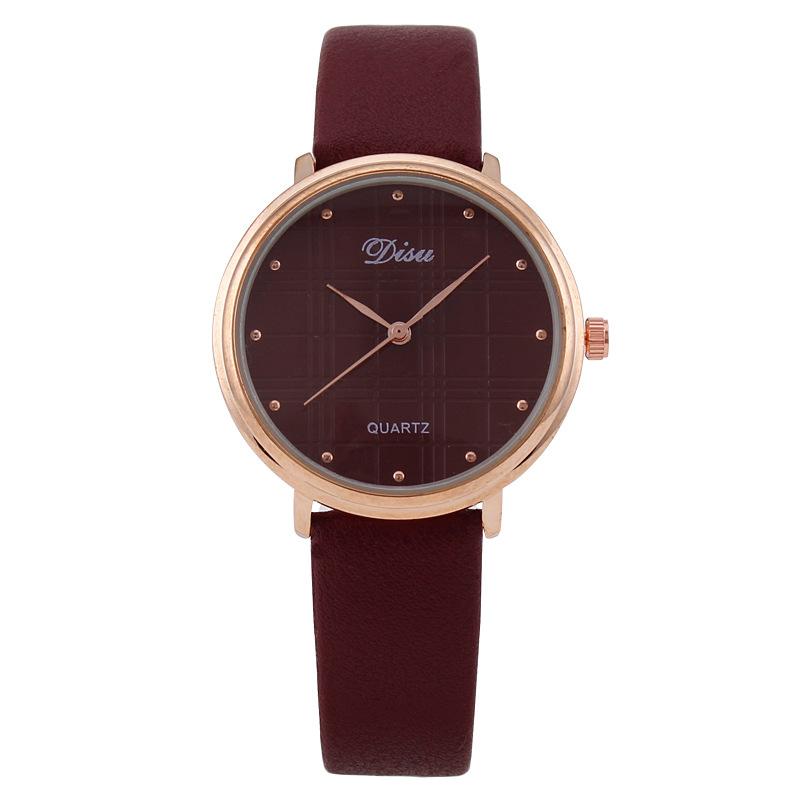 

Жіночий годинник у скандинавську моду з картатим кольором, жіночий кварцовий годинник для учнів середньої школи, обробка ременя, налаштування бордовий