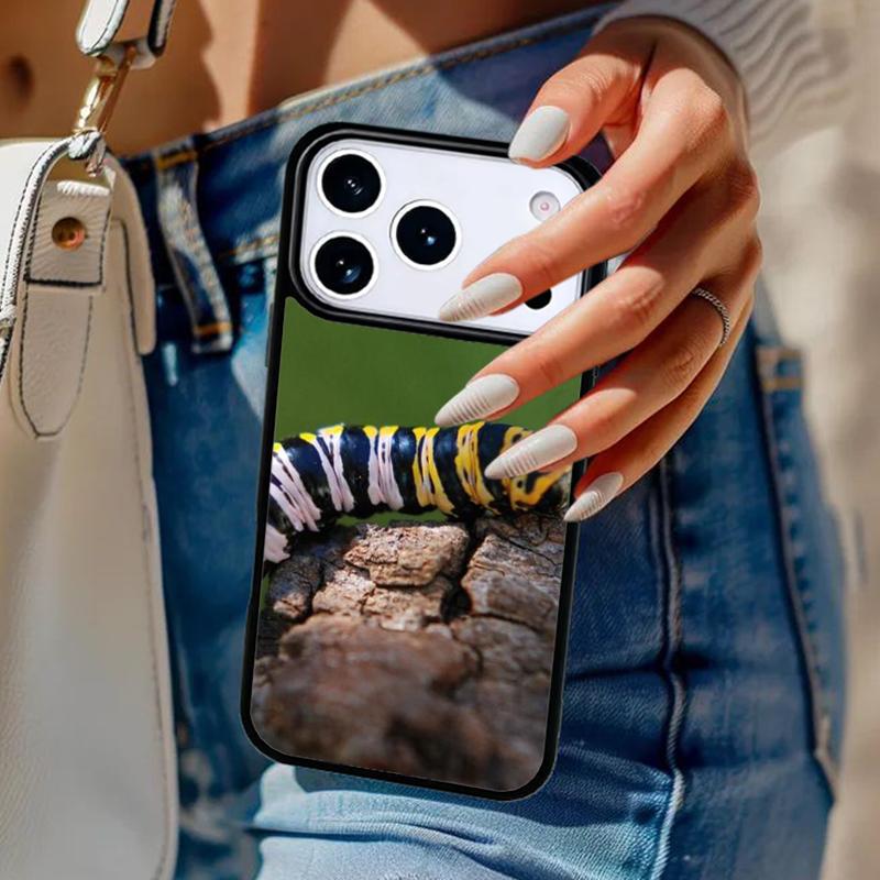 Caterpillar Insect Butterfly Phone Case For iPhone 17 Air 14 15 13 12 Max Cover For Apple 14 15 16 16e 11 Pro Max Plus Coque