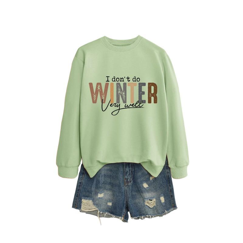 Womens Long Sleeve Round Neck Graphic Print Loose Fit Sweatshirt Casual Fashion Top