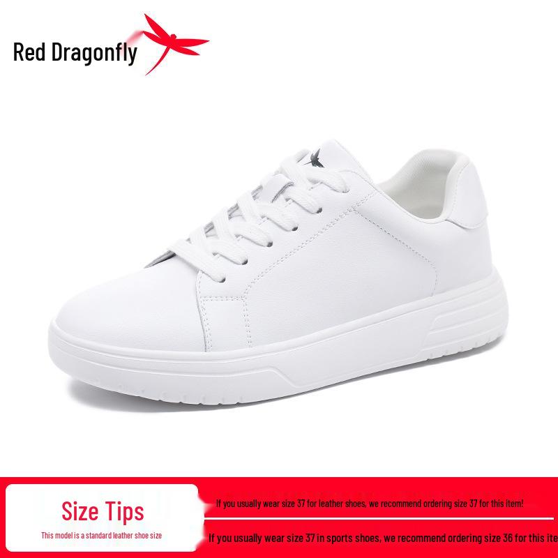 Red Dragonfly Women s Thick-Soled White Casual Sneakers - Versatile, Non-Slip, Flat-Sole for Spring & Autumn. 37