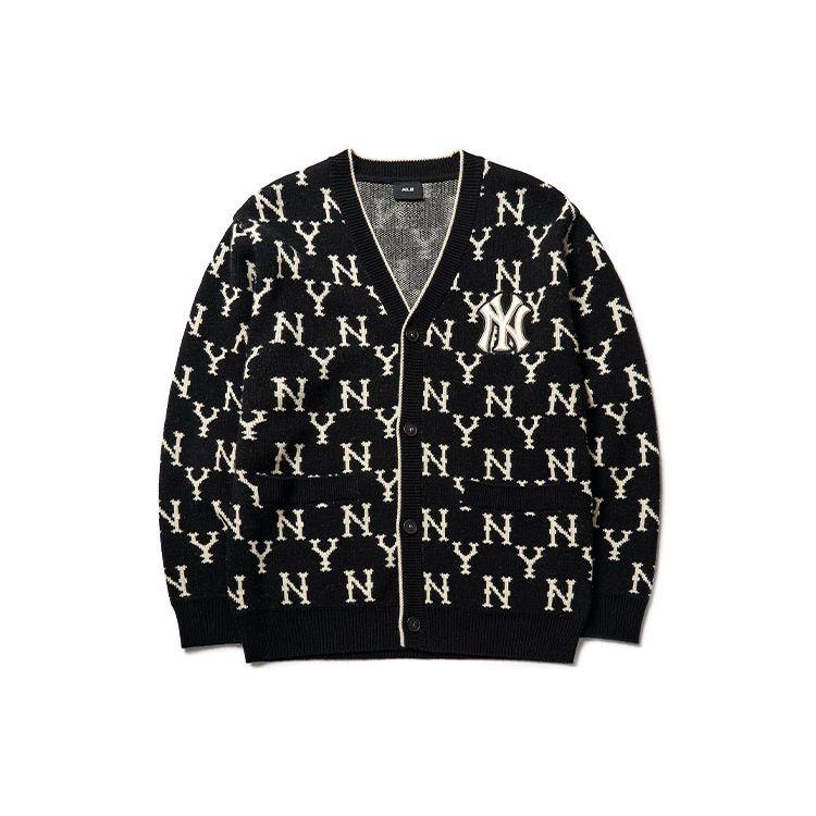 MLB Old Flower Series New York Yankees Knit Sweater Unisex sweater Black 3AKTM0114-50BKS