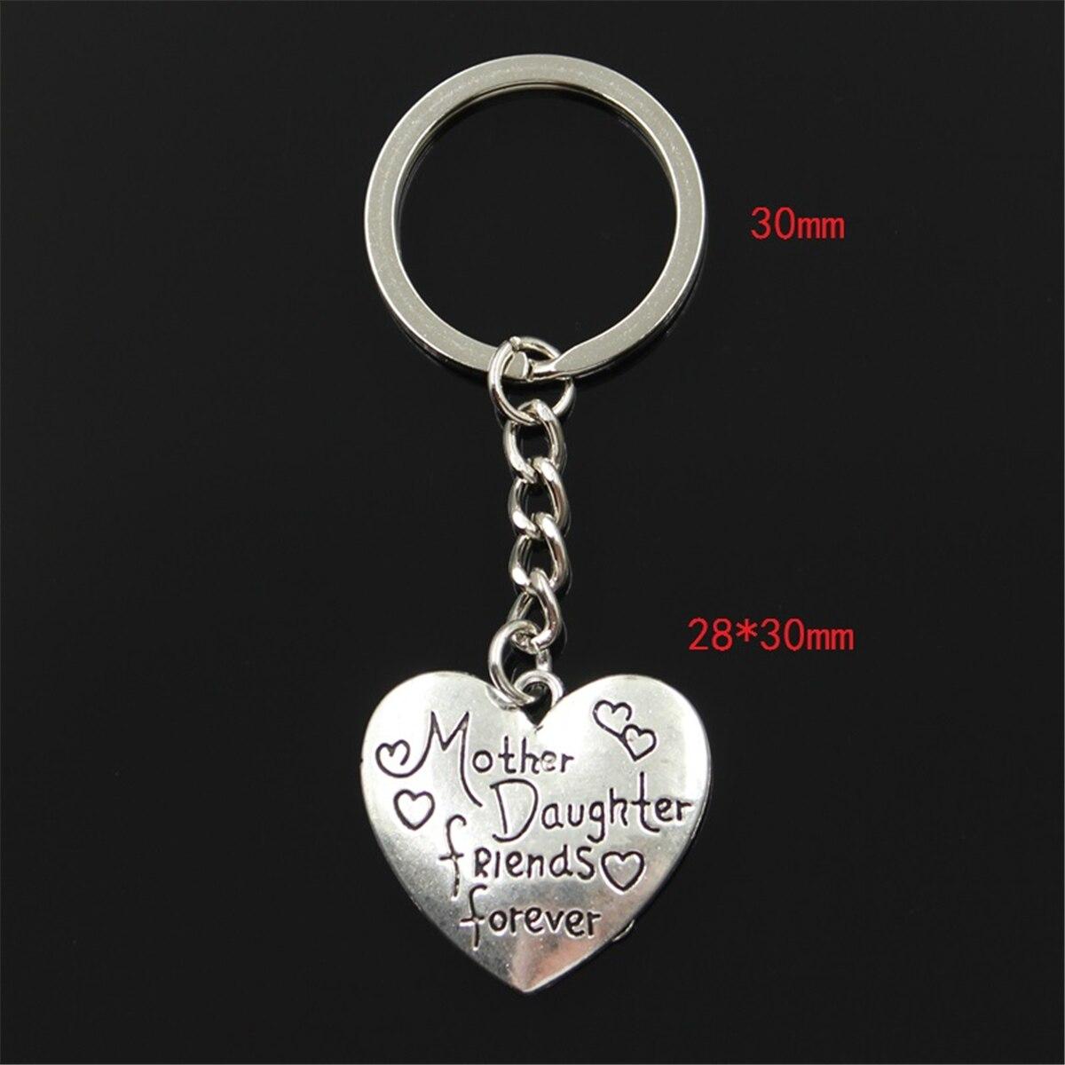 

Модный брелок 28x30 мм в форме сердца для мамы и дочки, друзья, подвески навсегда, мужские ювелирные изделия «сделай сам», брелок для ключей от автомобиля, кольцо для подарка серебряный