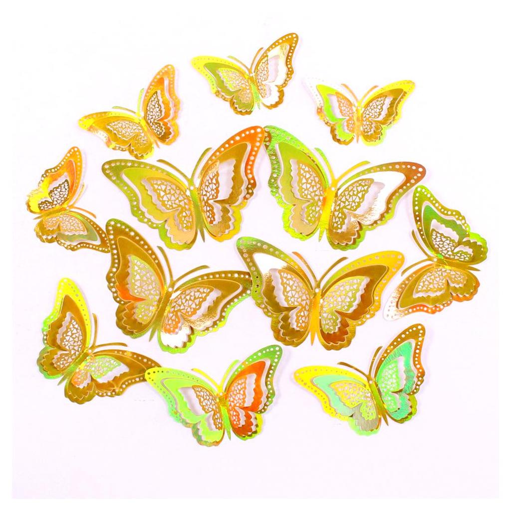 12 3D Hohl Schmetterling Wandaufkleber für festliche Weihnachts- und Feiertags-Heimdekoration