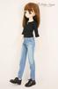 Petite Marie Boyfriend Light Stretch Compatible with BJD Dolls Jeans, Blue, KOJIMA-processed, Low-Rise, Roll-Up, Denim, Vintage-Finish, 1/3 Scale,