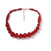Boho dvouvrstvý pryskyřičný náhrdelník s červeným korálem pro ženy