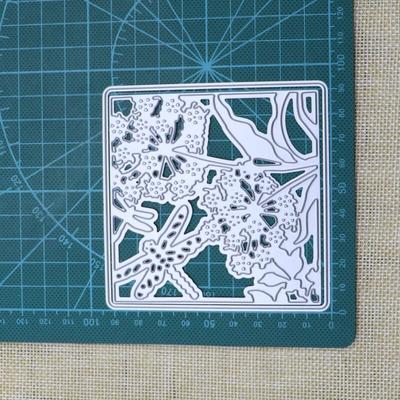 Yusufçuk Bitki Çerçevesi Metal Kesme Kalıpları Kare Şablonlar Kendin Yap Scrapbooking Kağıt Kart El Sanatları Kesme Kalıpları