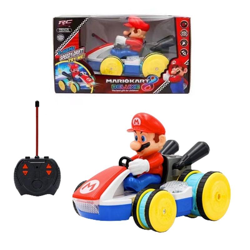 Mario Remote Control Car Cool Stunt Vehicle With Lights And Music Super Mario Kart Toy Plastic)