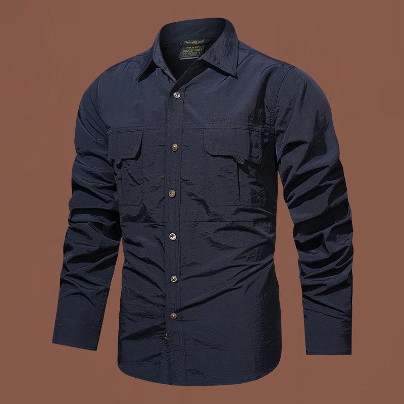 

Autumn and Winter New Outdoor Long-sleeved Tactical Shirt Men s Thin Breathable Multi-pocket Quick-drying Shirt Lapel Mountaineering Men s Clothing 4XL