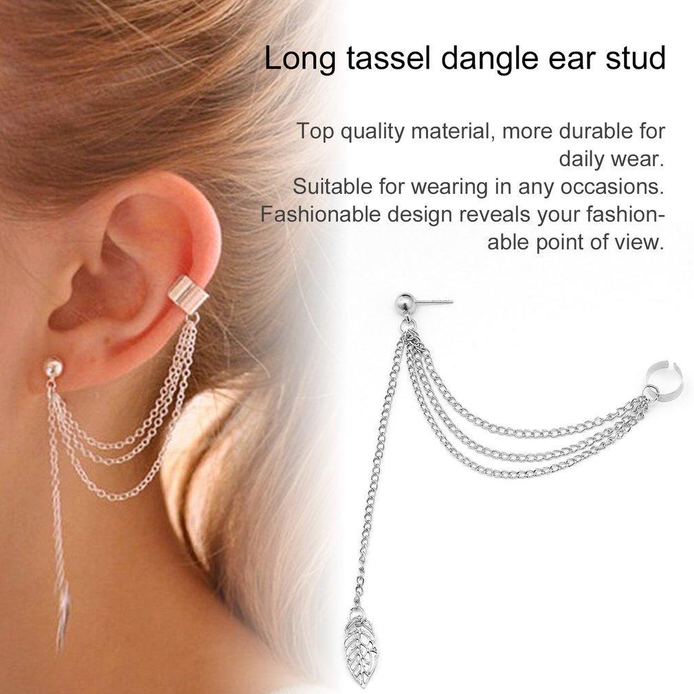 Buy 1 Pcs Women Long Earrings Leaves Tassel Ear Clip Chain Dangle Buy 1 Pcs Women Long Earrings Leaves Tassel Ear Clip Chain Dangle