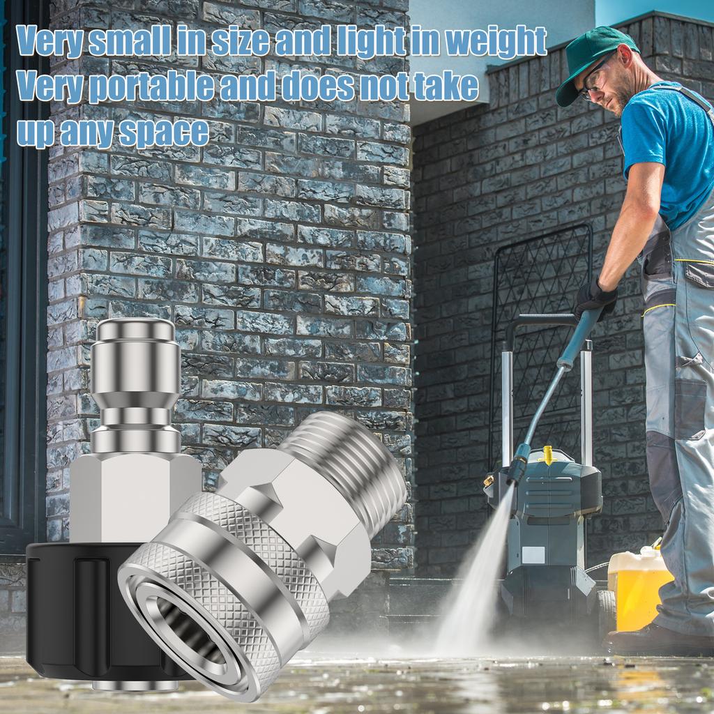 10Pcs Pressure Washer Adapter Set Stainless Steel Quick Connect Fitting M22-14 To 3/8inch Quick Disconnect Kit
