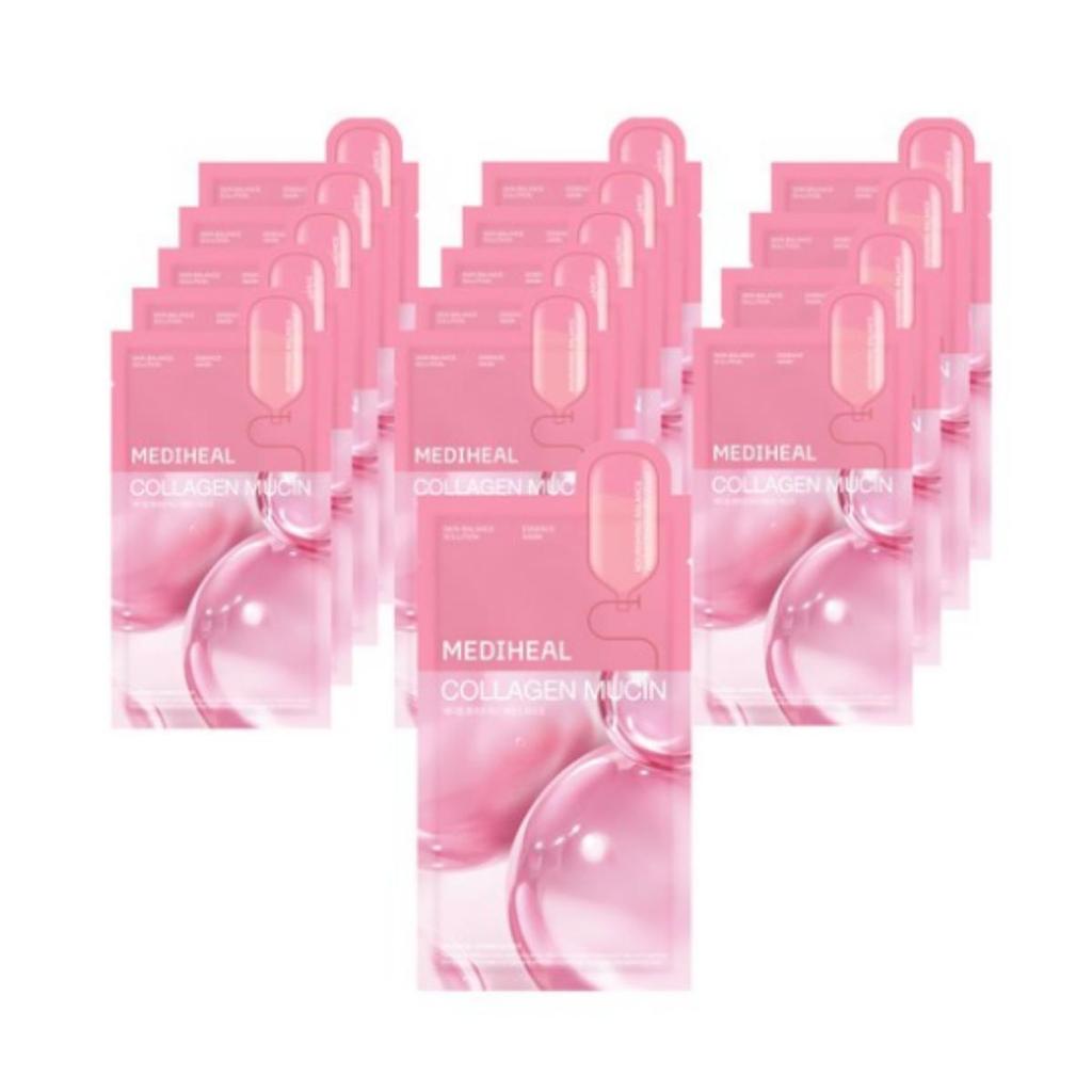 Mediheal Collagen Mucin Essence Mask Pack — 20 Ml Per Sheet, 1 Sheet × 15 Sheets (set)