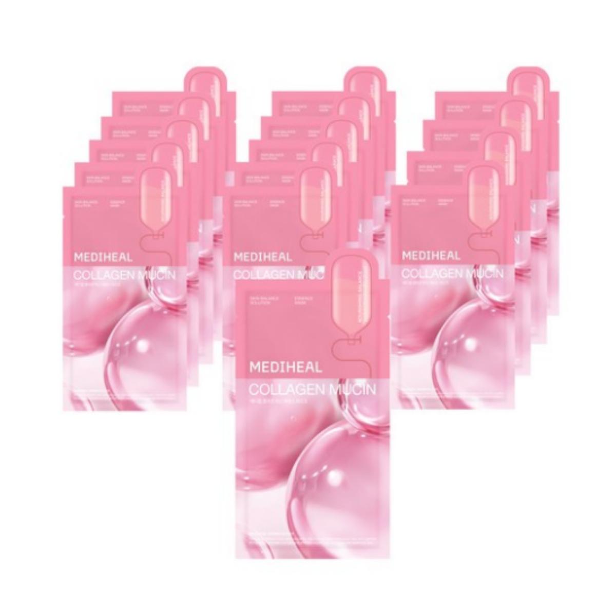 

Mediheal Коллаген Муцин Эссенция Маска Пак — 20 мл на лист, 1 лист × 15 листов (задавать)