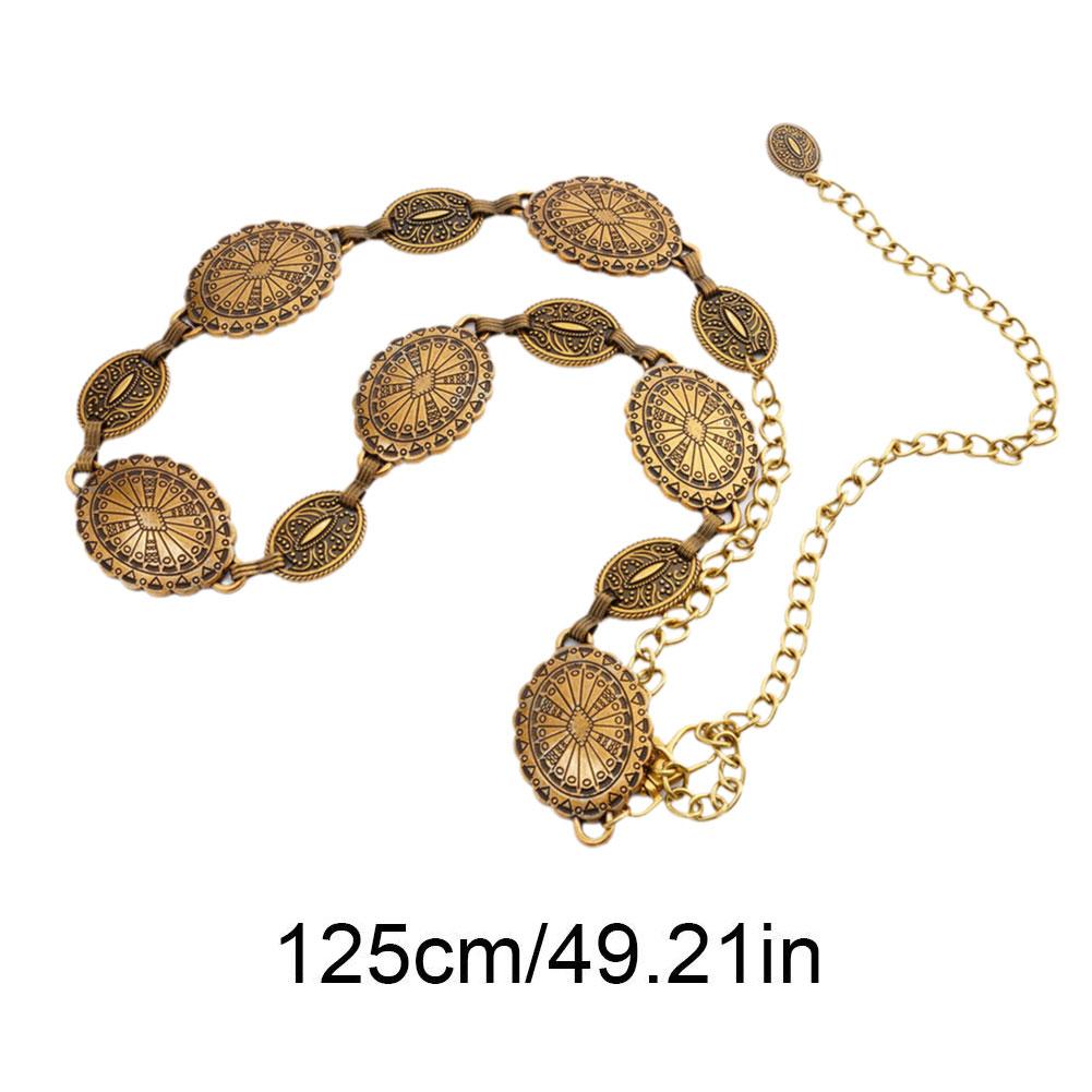 Elegant Cowgirl Chain Belt for Women - Concho Detail, Adjustable Size, Perfect for Western, Casual, and Dressy Outfits