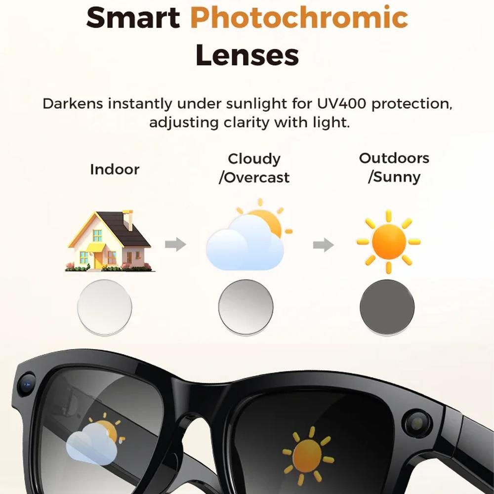 4K 800W HD Camera AI Smart Glasses Men Record Video 3790mAh Battery Languages Translation 3D Music Player Glasses With Camera
