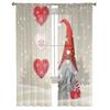 Christmas Gnome Snowflake Love Heart Tulle Curtains Kitchen Door Curtain Chiffon Sheer Voile Christmas Curtains For Living Room