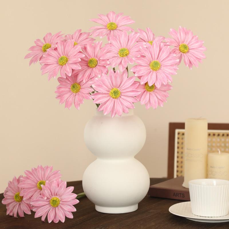3pcs/Set Real Touch Artificial Daisy Flower Fake Chamomile Bouquet Indoor Room Home Vase Decor Fake Flowers Garden Wedding Decor