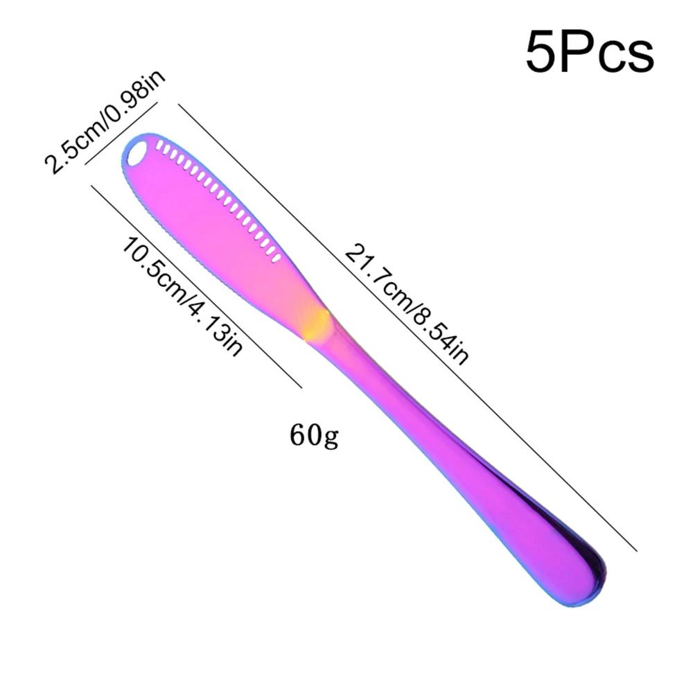5 ks Nůž na máslo s otvory Nůž na sýr Dezertní nůž Nerezový nůž na džem Příbor Otírač krému na toust Nůž na chléb Sýrový kráječ Kuchyňské náčiní