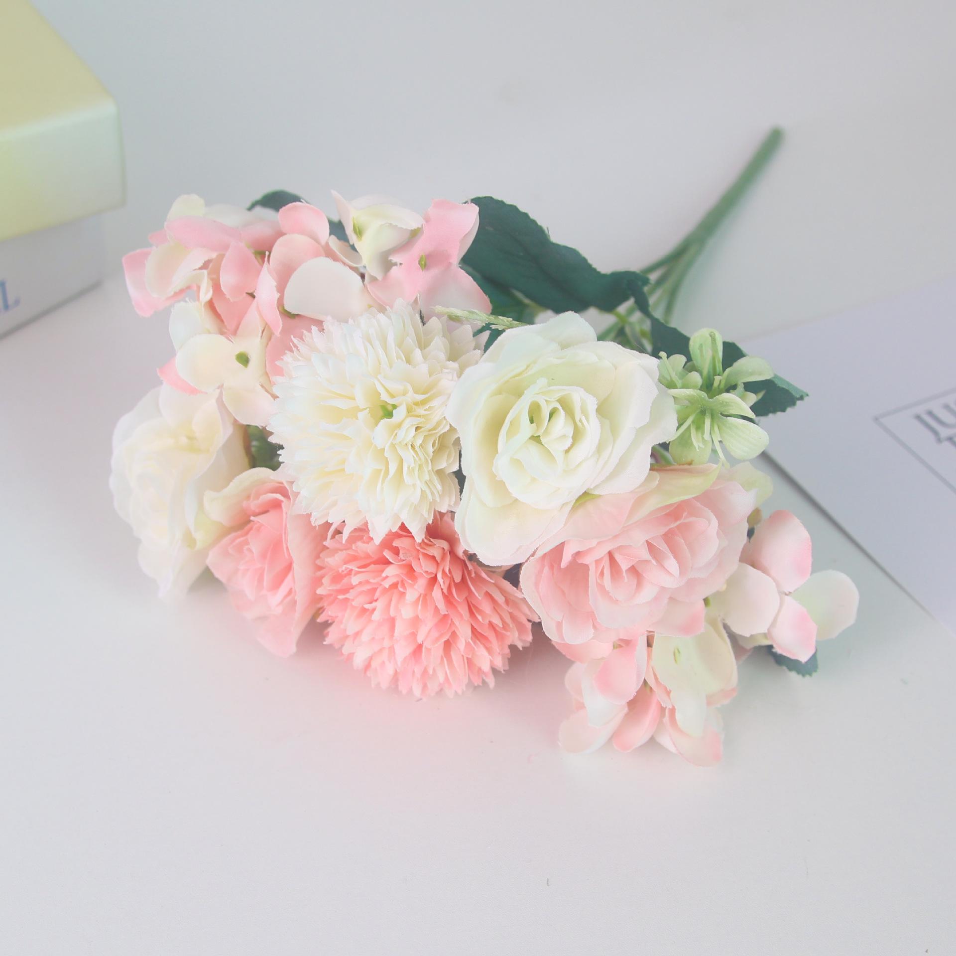 Baihua Bang Simulation INS Korean Bouquet with Daisy, Hydrangea, and Rose - Stylish Decorative Fake Flowers.