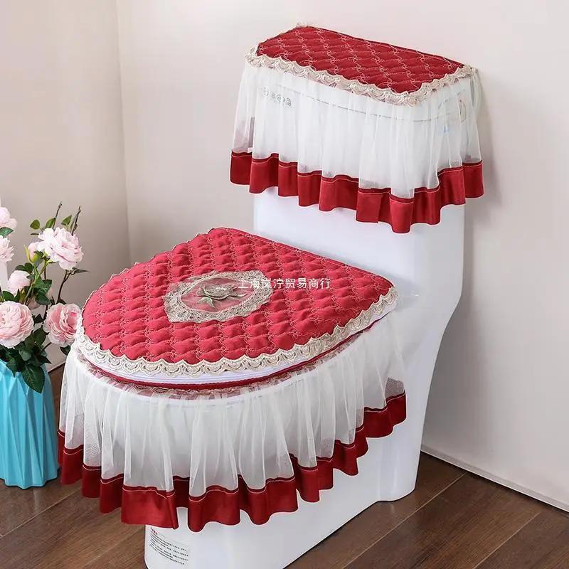 New Three Piece Toilet Cushion Set Seasonal Universal Double-sided Toilet Seat Cover Zipper Style Fabric Toilet Seat Cushion
