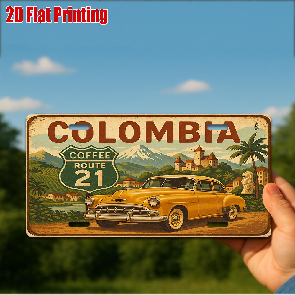 

D Flatpc Vintage Metal Sign for Decorationg Only Outdoor Wall Art (cm xcm) COLOMBIA Aluminum Sign Retro Travel 15x30cm(5.9x7.8inch)