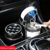 LED Light Alloy Ashtray Aluminum Cup Smokeless Car Ashtray Flame Retardant Auto Parts Car Portable Universal Ashtray Belt