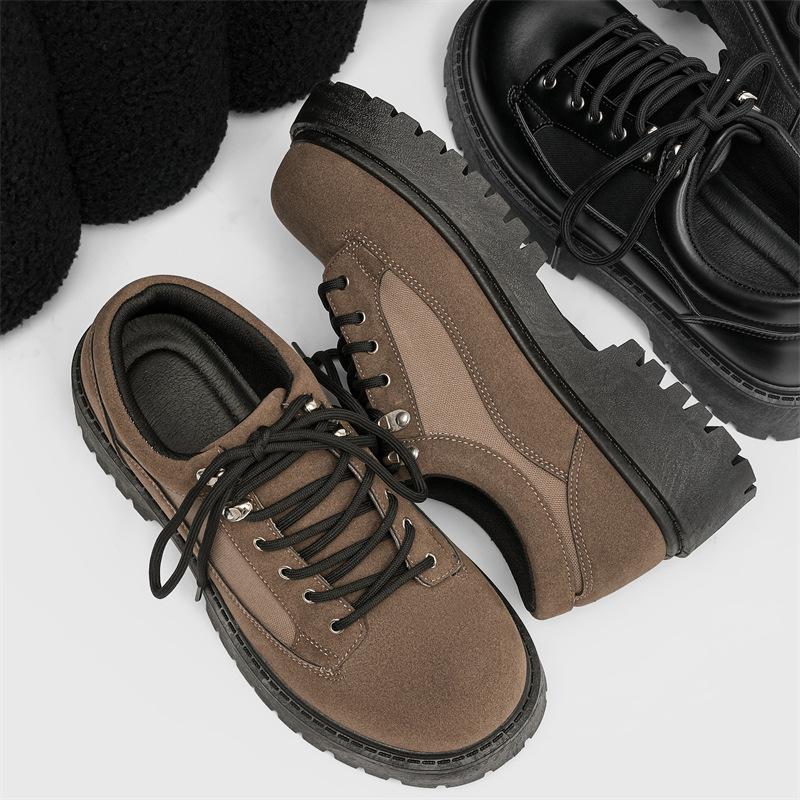 

Новая мужская черная повседневная кожаная обувь, нишевая обувь с большой головой, низкий верх, толстая подошва, увеличивающая рост, мужская обувь Z55 44 коричневый