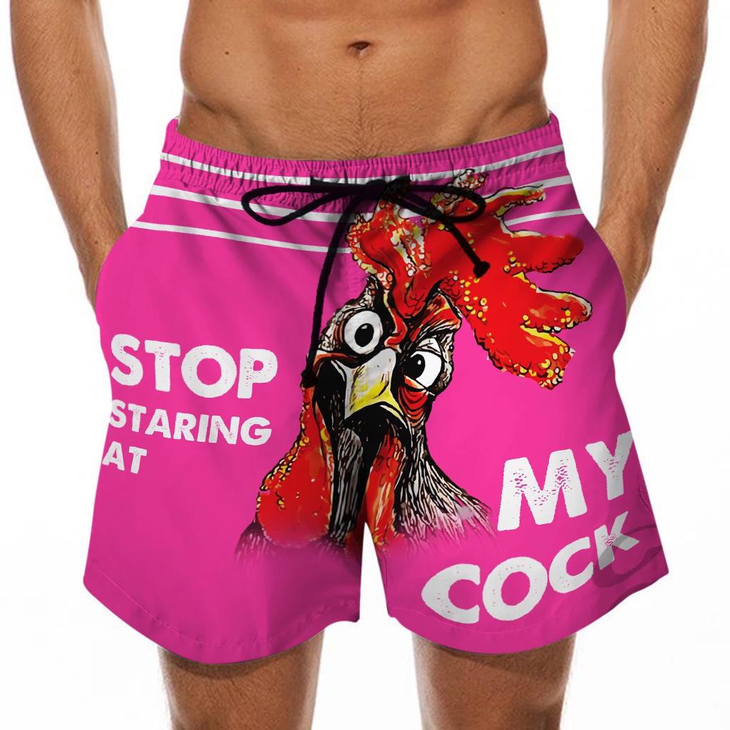 Men's 3D Turkey Head & Banana Print Swim Shorts