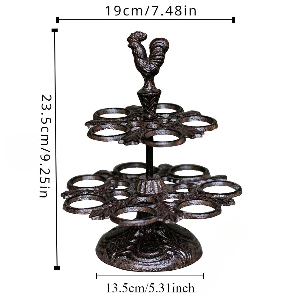 

Чугунная полка для яиц, 1 шт., украшение столешницы - организованная витрина для яиц для кухни и столовой - дизайн в форме петуха - вмещает 12 яиц