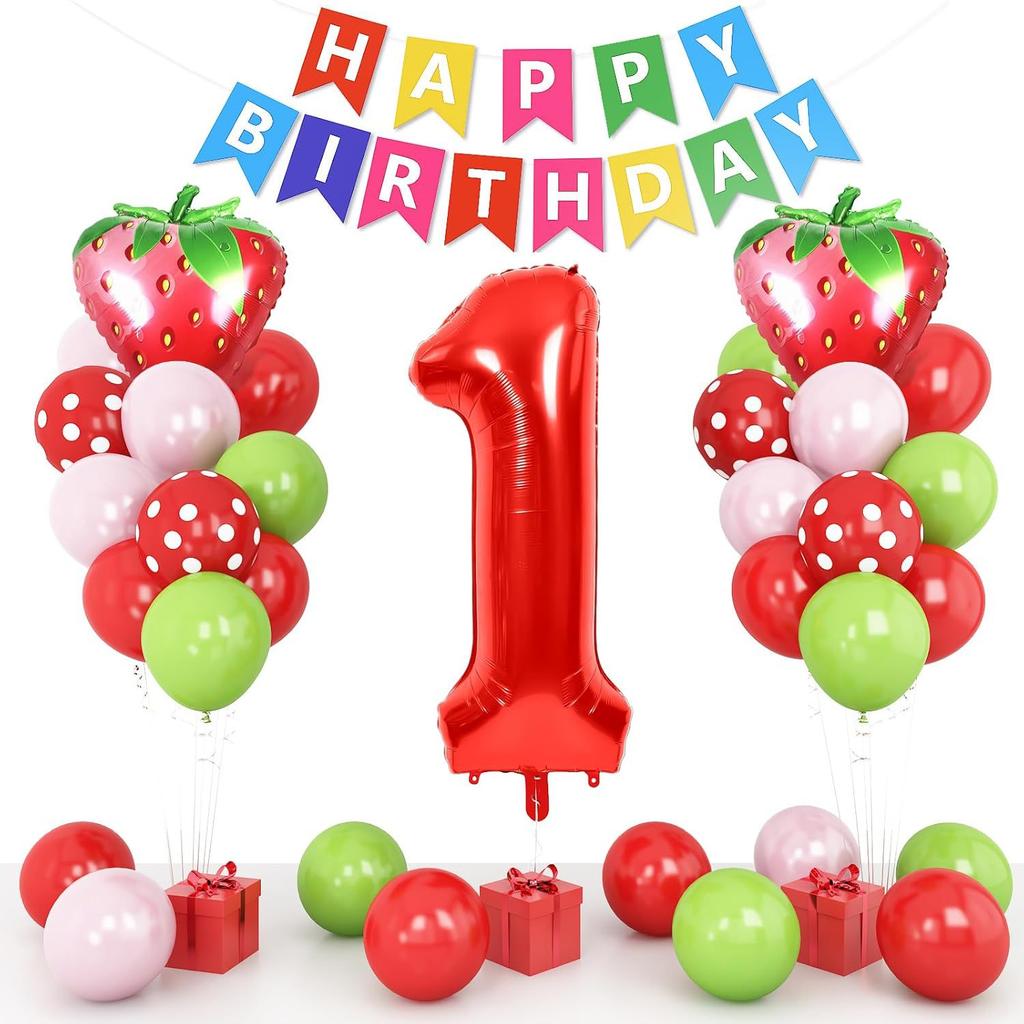 Birthday Flag Latex Balloon Set Mermaid Dinosaur Strawberry Boy Girl Birthday Party Arrangement