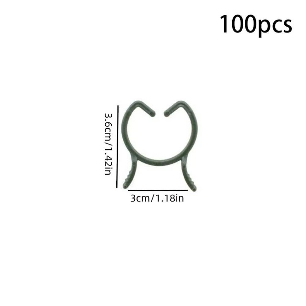 100PCS New Green Garden Plant Clips Plastic Ring Bundle Vertical Plant Holder Vine Holder Plant Clamp For Vegetable Growing