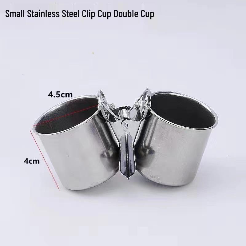 Stainless Steel Bird Feeder Cup for Budgies and Cockatiels - Food and Water Dish Birdcage Accessory.