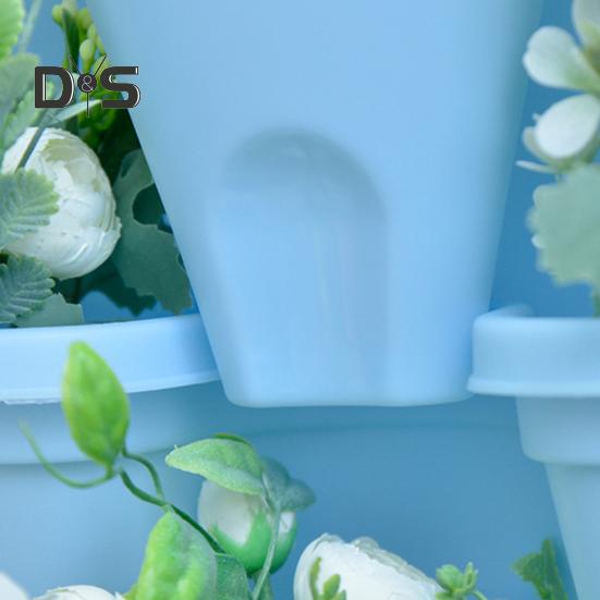 6 Tier Stackable Vertical Planter Stacking Tower Indoor Outdoor Gardening Planter with Movable Casters And Bottom Saucer for Strawberry Herb Flower