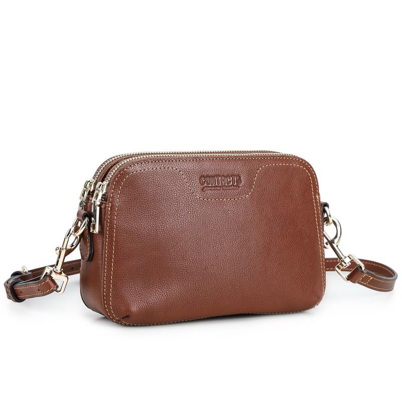 Womens Crossbody Bag Genuine Leather Casual Lightweight Shoulder Multi Pocket