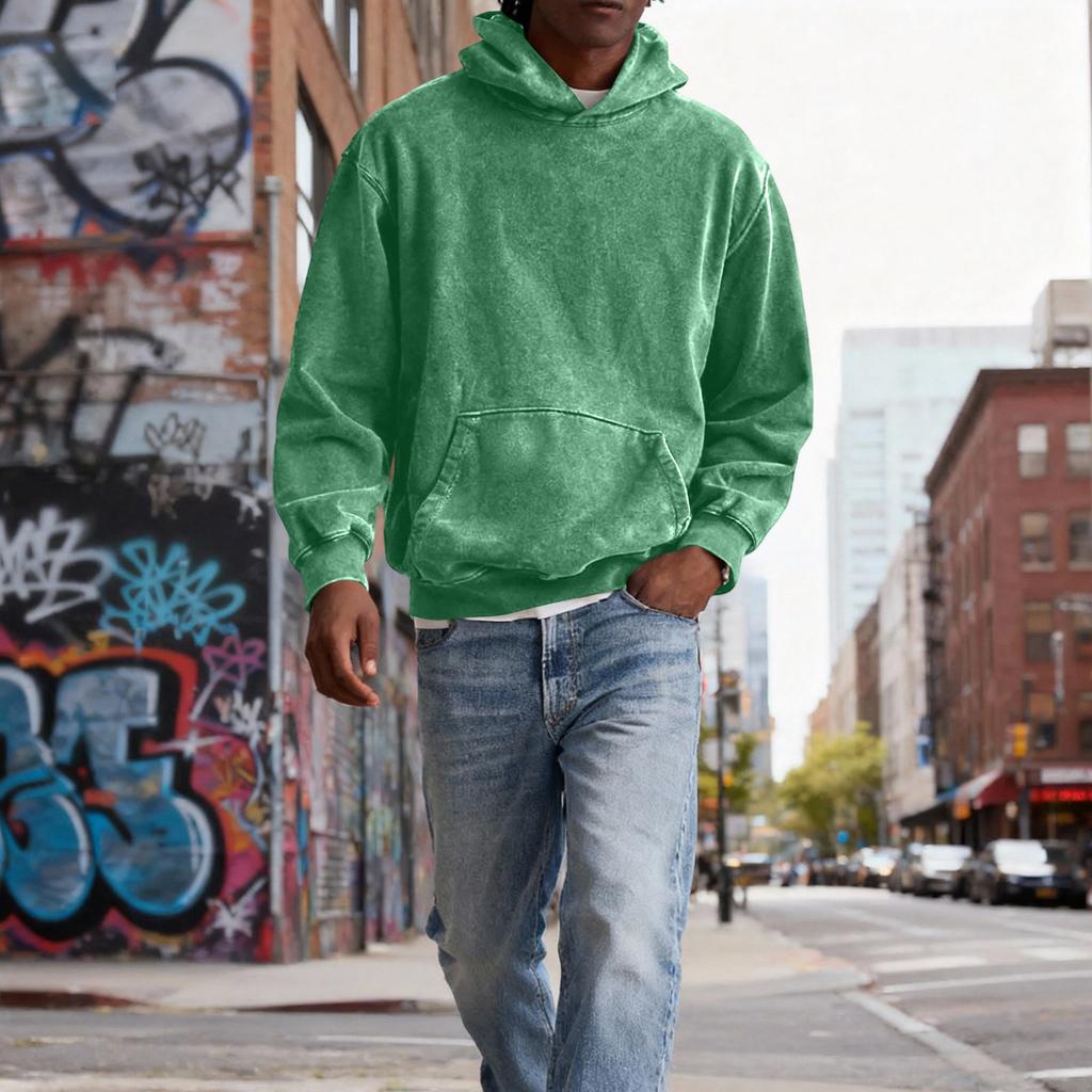 Men Hooded Pullover With Pocket Long Sleeve Fleece Sweatshirt Workout Tops Fall Fashion Hoodie