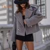 Fall Winter Women Jacket Turn-down Collar English Style Chest Pockets Windproof Outwear Single-breasted Solid Color Button Closure Commuting Daily