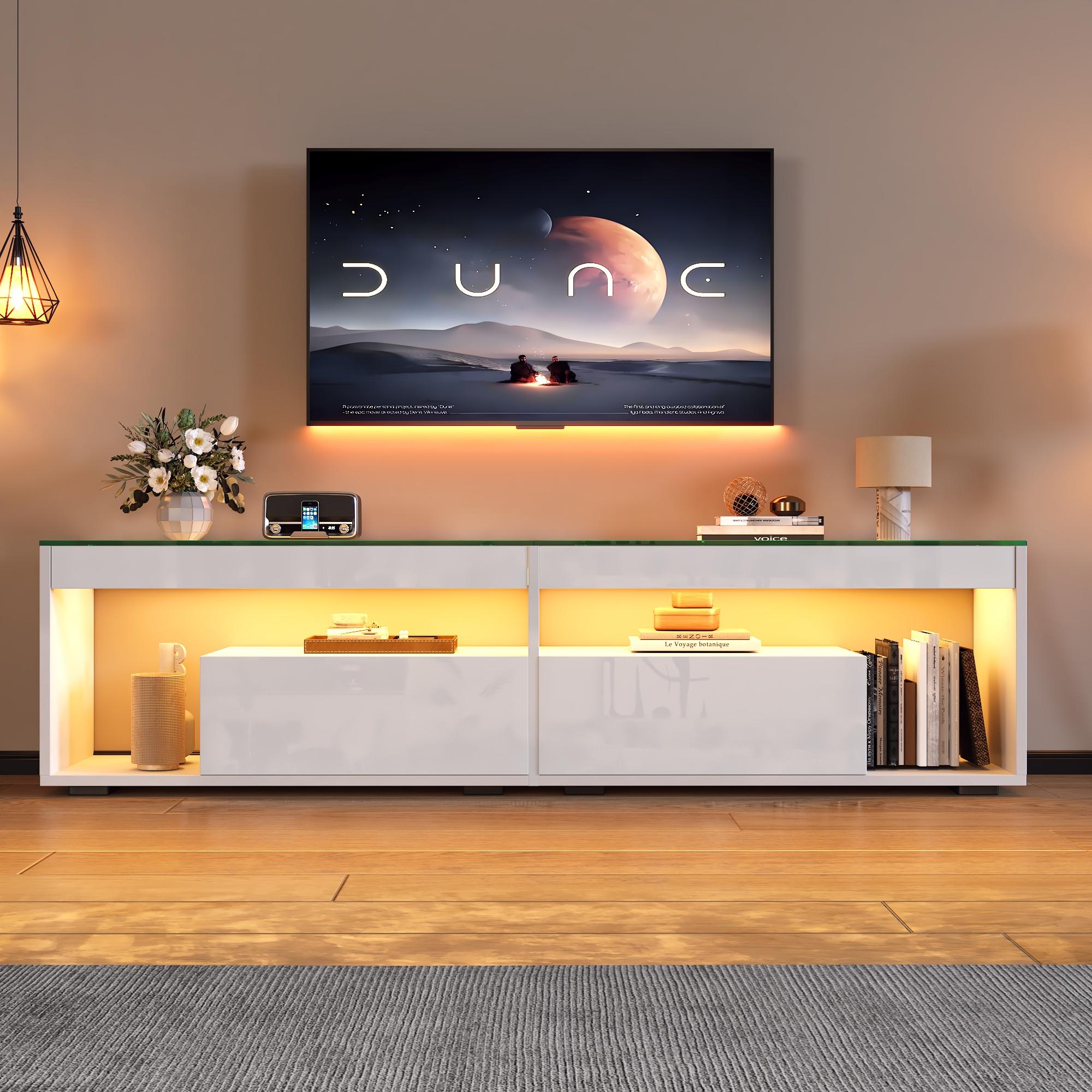LED spīdīgs TV skapītis, piemērots televizoriem