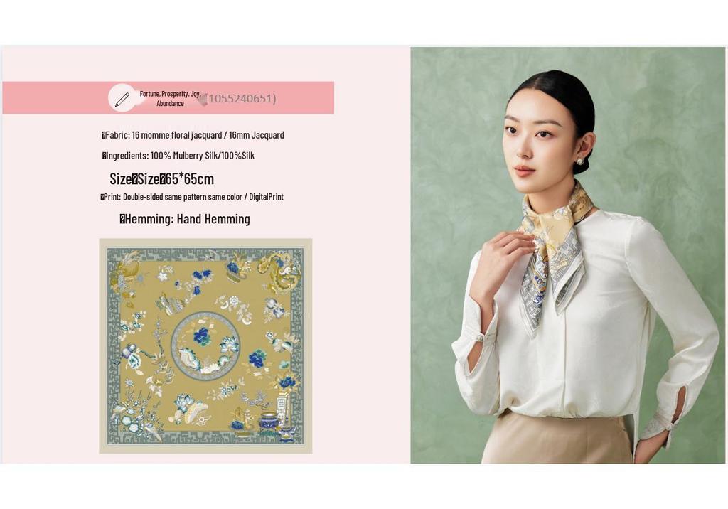 Custom Double-Sided Floral Rose Silk Scarf - 18 Momme Mulberry Silk, Luxury Festival Gift