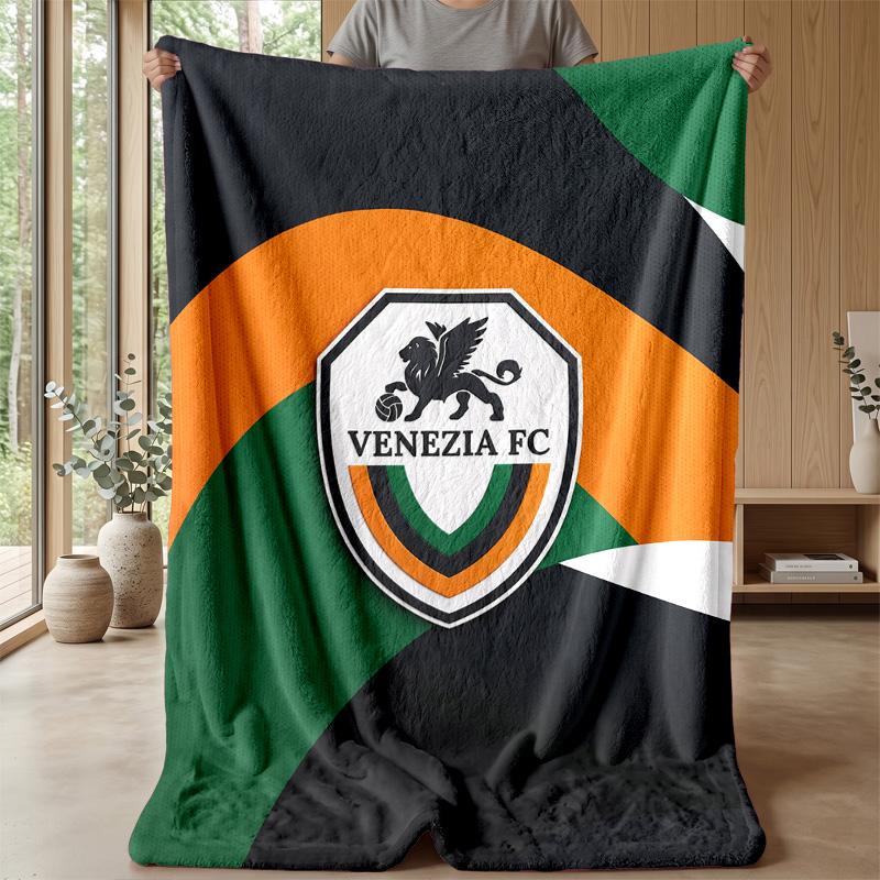 Venezia FC Football Print Flannel Blanket, Soft Warm Lightweight Throw Blanket for Sofa Bed Camping