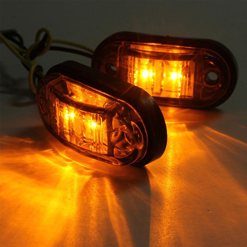10PCS Warning Light LED Diode Light Trailer Truck Orange White Red LED Side Marker Lamp 66x7.5mm