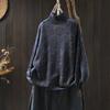 Women's Long Sleeve Turtleneck Sweater Mock Neck Floral Vintage Japanese Casual Pullover Knit Top