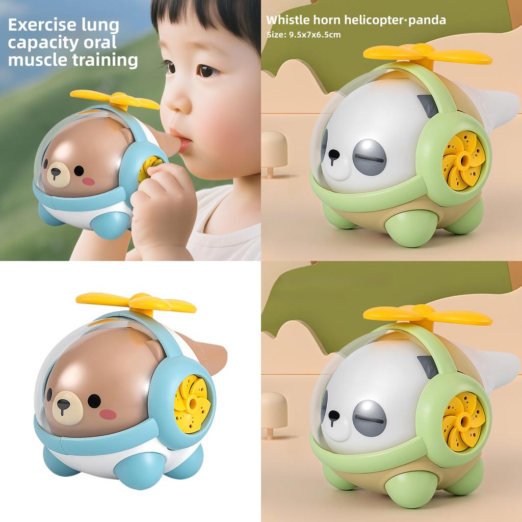 Childrens Plastic Panda Bear Airplane Toy With Horn Sound For Lung Exercise And Development
