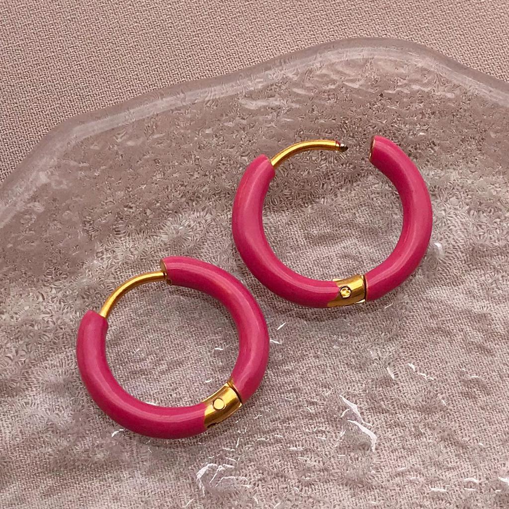 European Style Enamel Circle Earrings: High-End Versatile Women's Ear Jewelry