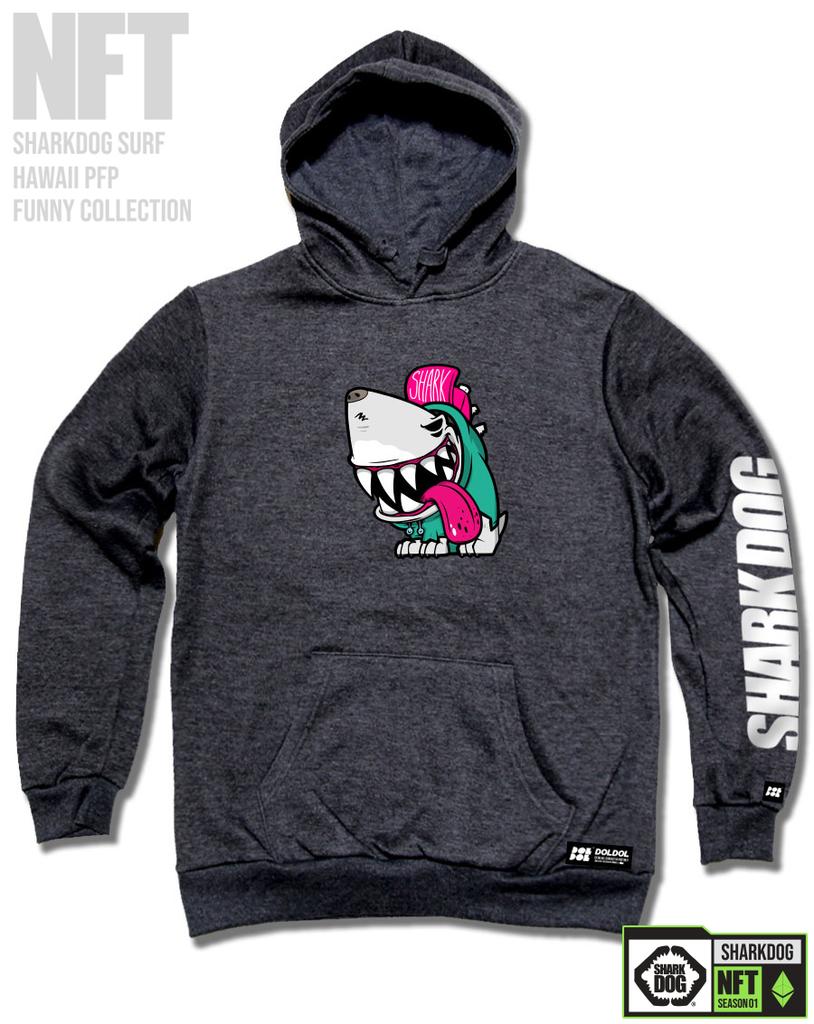 Shark-Dog-Hoody-230 Shark Dog Surfing Hawaii Nft Character Graphic Hoodie