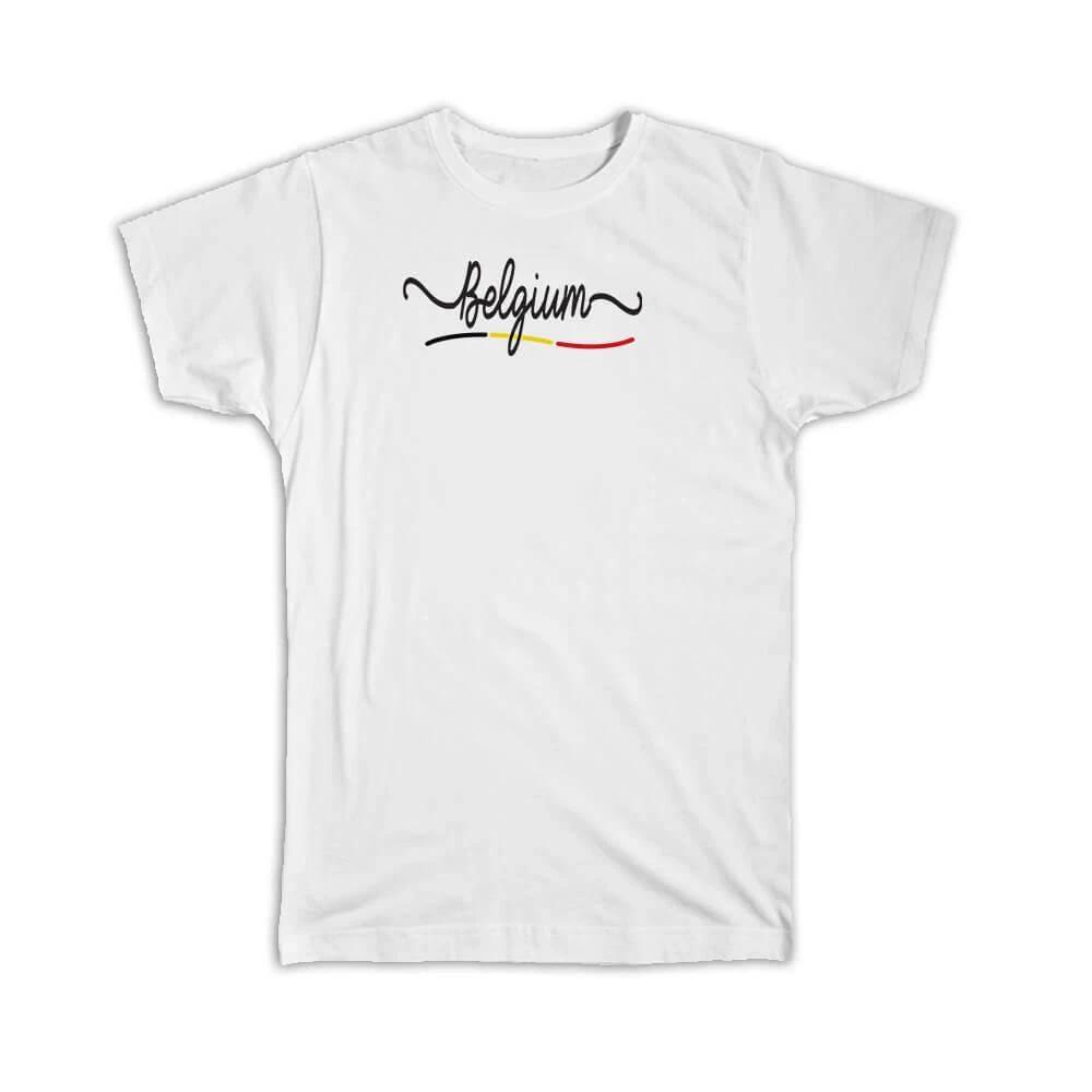 Gift T-Shirt : Belgium Flag Colors Belgian Travel Expat Country Minimalist M
