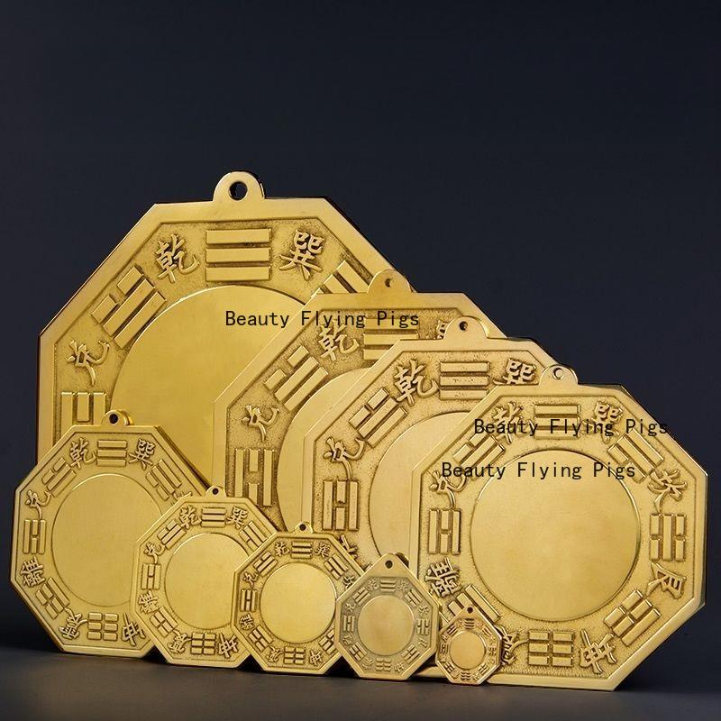 1 pz Specchio Bagua in Metallo Tai Chi Bagua Specchio Convesso/Concavo Decorazione Murale Ciondolo Portatile Accessori Feng Shui Stile Cinese