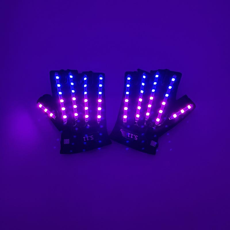 LED Wolverine Handschuhe & Dreifarbige Leuchtbogen-Brille für Bühnen- und Barauftritte