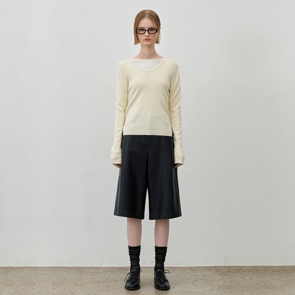 ATELIER NAIN Leather Bermuda Pants(Pt-5618)
