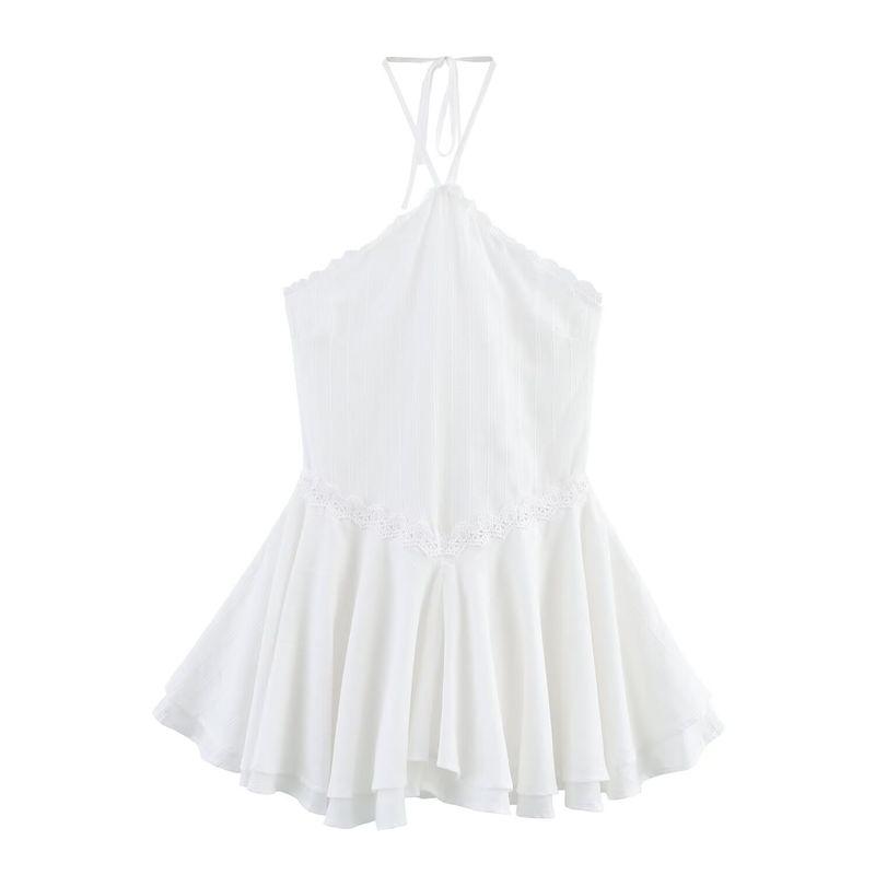 Kaslead New Women clothes Western Style Laminated Decorative Neck Collar Short Dress 5107314