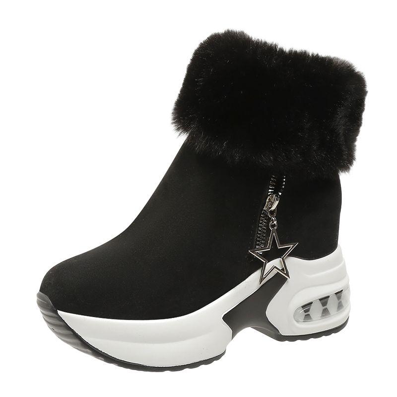 Plus Velvet Women's Boots, Thickened Snow Boots, Women's Winter Warm Cotton Boots, Plus Velvet Thick-soled Increased Short Boots, Ladies